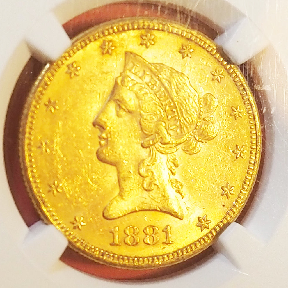 【アメリカ女神の名品金貨】アメリカ 10ドル金貨 リバティー・ヘッド 自由の女神 イーグル 1881 MS62