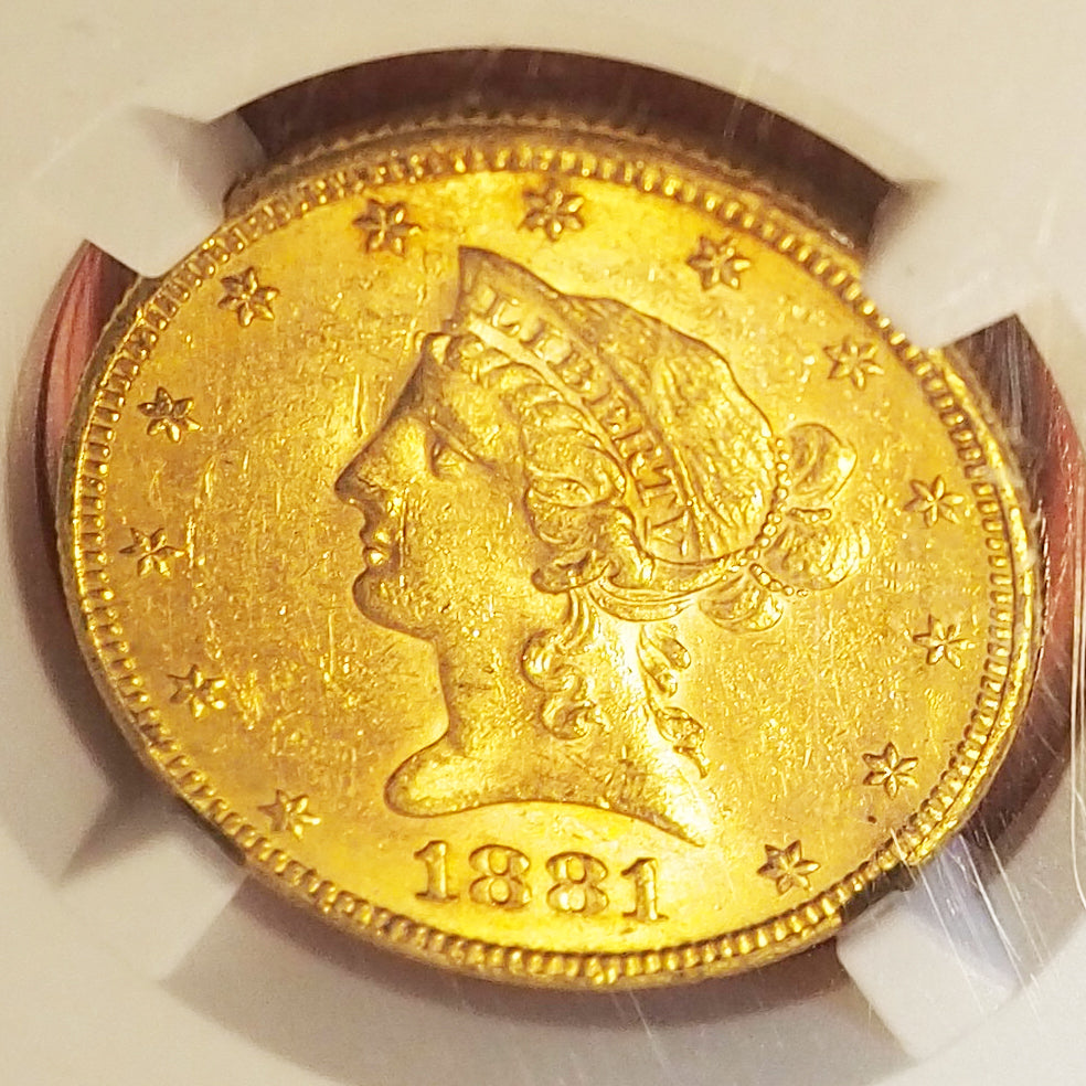 【アメリカ女神の名品金貨】アメリカ 10ドル金貨 リバティー・ヘッド 自由の女神 イーグル 1881 MS62