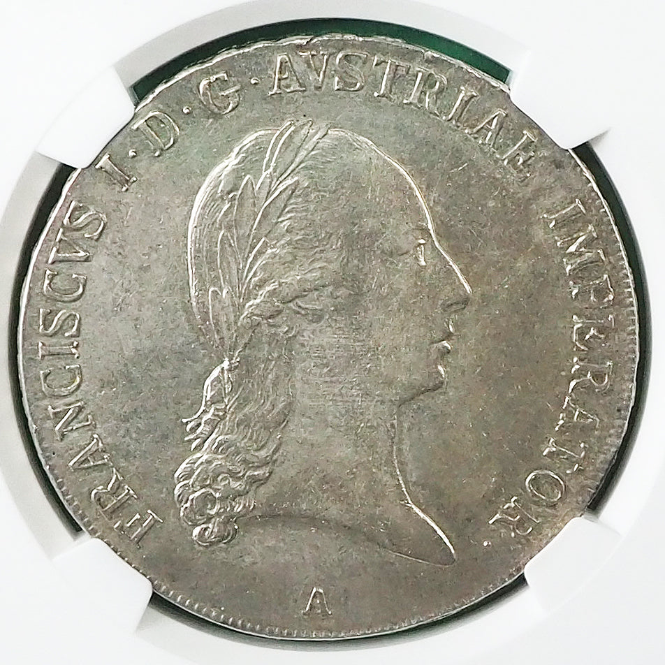 【ロングヘアーのエンペラー】オーストリア ターラー銀貨 フランツ1世 ロングヘアー 1824A AU DETAILS CLEANED