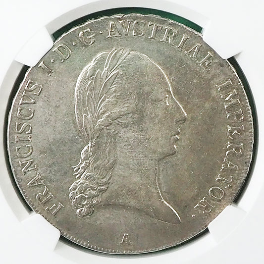オーストリア ターラー銀貨 フランツ１世 ロングヘアー 1824A AU DETAILS CLEANED ( NGC )