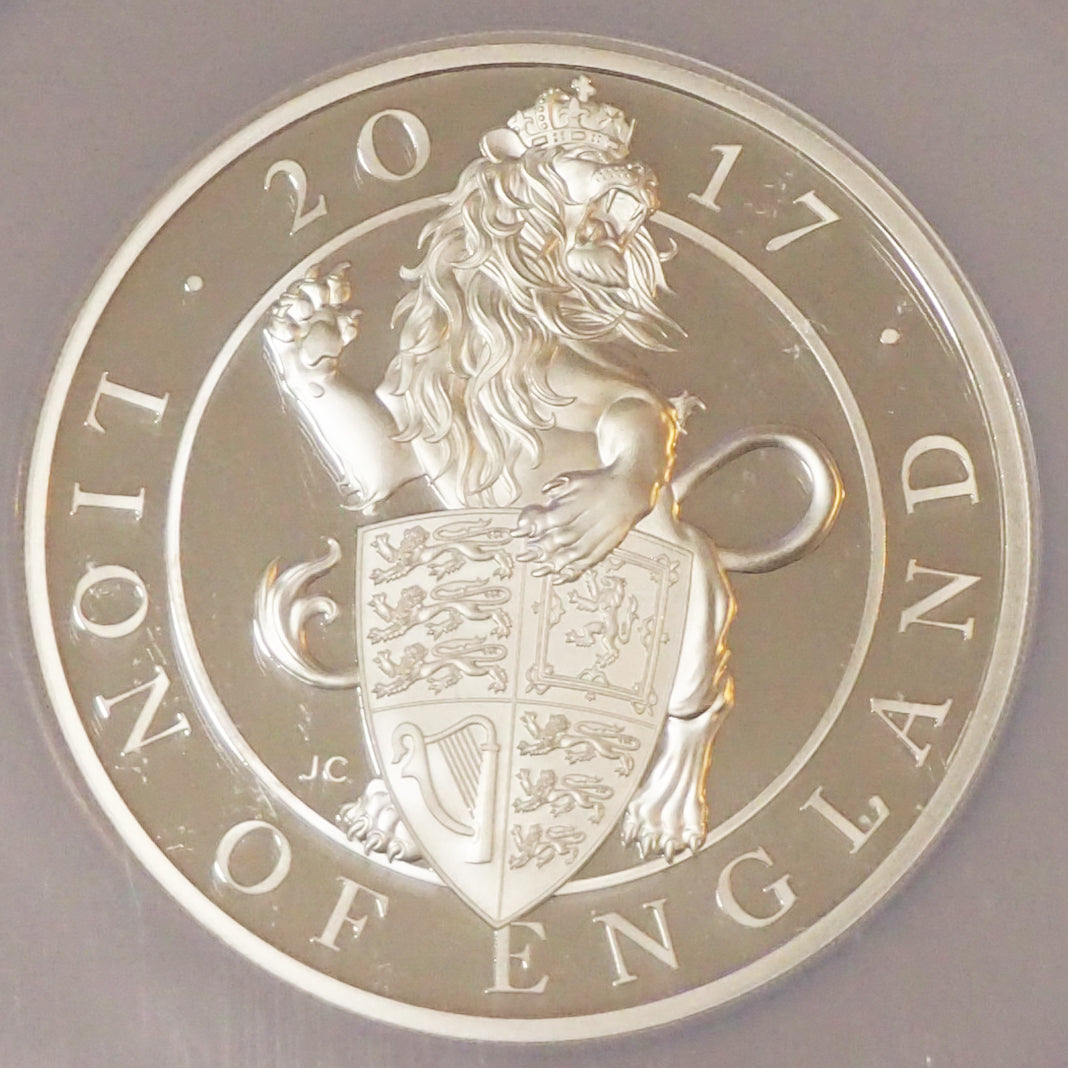 【咆哮する最強ビースト】イギリス 10ポンド銀貨 イングランドのライオン 2017 PF70 ULTRA CAMEO
