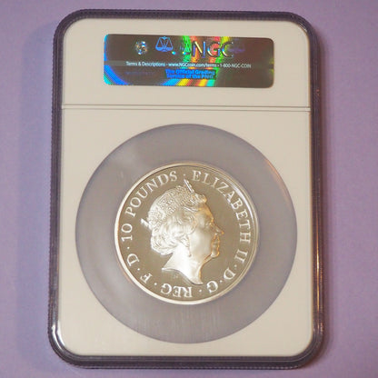 【咆哮する最強ビースト】イギリス 10ポンド銀貨 イングランドのライオン 2017 PF70 ULTRA CAMEO