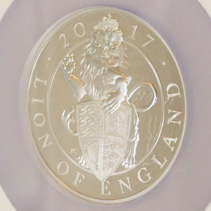 【咆哮する最強ビースト】イギリス 10ポンド銀貨 イングランドのライオン 2017 PF70 ULTRA CAMEO