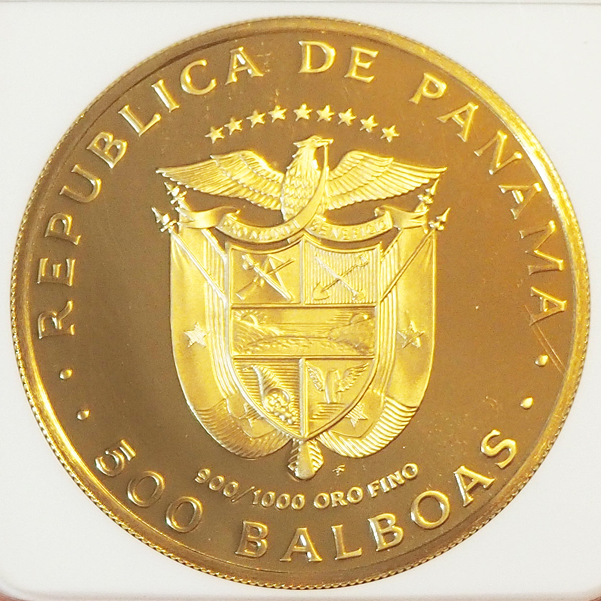 パナマ ５００バルボア金貨 金品位 0.900 バルボア生誕500周年記念 プルーフ 1975 最高・最強・完璧鑑定 ウルトラカメオ  PF70 ULTRACAMEO (NGC)