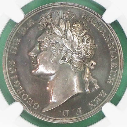 イギリス シルバーメダル ジョージ4世 王戴冠式 ベネディット・ピストリッチ 1821 UNC DETAILS CLEANED（NGC）