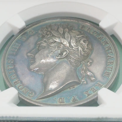 イギリス シルバーメダル ジョージ4世 王戴冠式 ベネディット・ピストリッチ 1821 UNC DETAILS CLEANED（NGC）