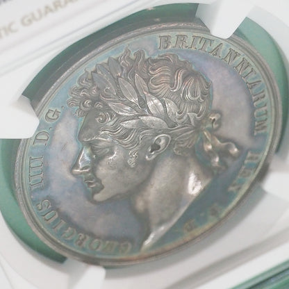 イギリス シルバーメダル ジョージ4世 王戴冠式 ベネディット・ピストリッチ 1821 UNC DETAILS CLEANED（NGC）