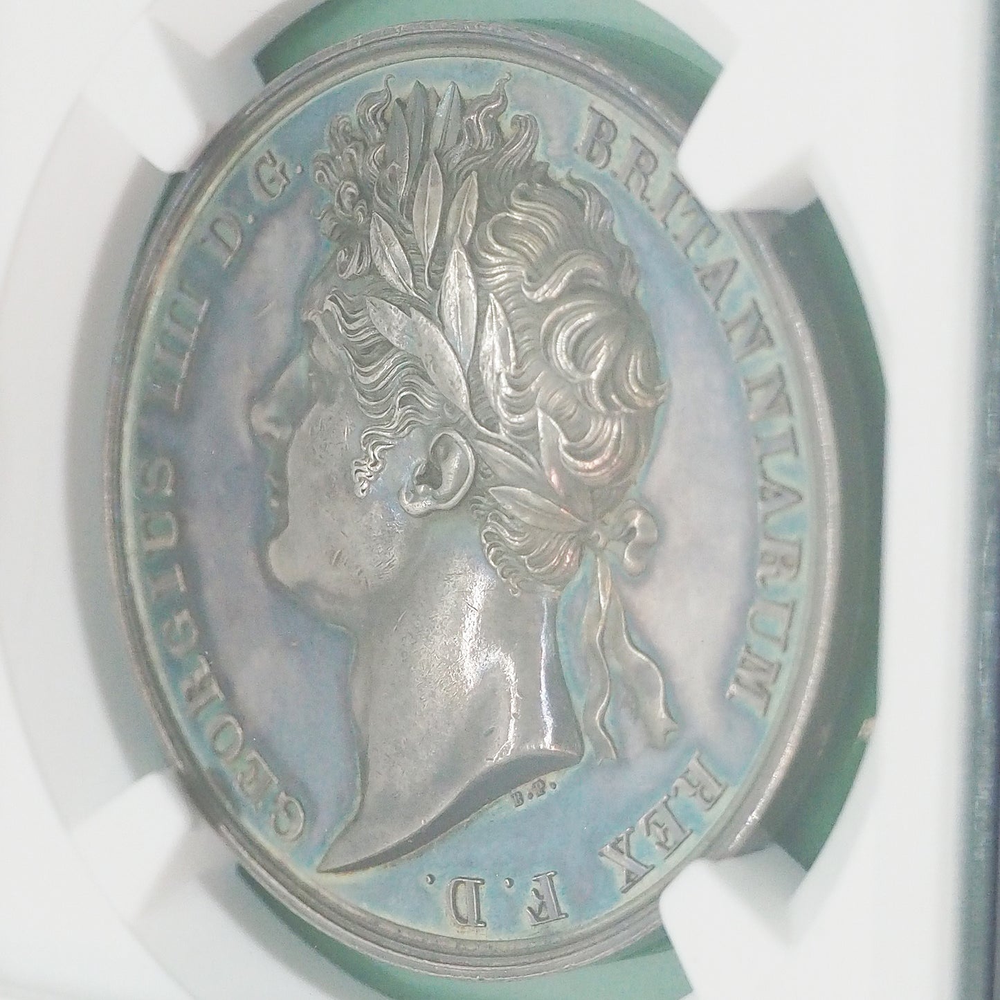 イギリス シルバーメダル ジョージ4世 王戴冠式 ベネディット・ピストリッチ 1821 UNC DETAILS CLEANED（NGC）