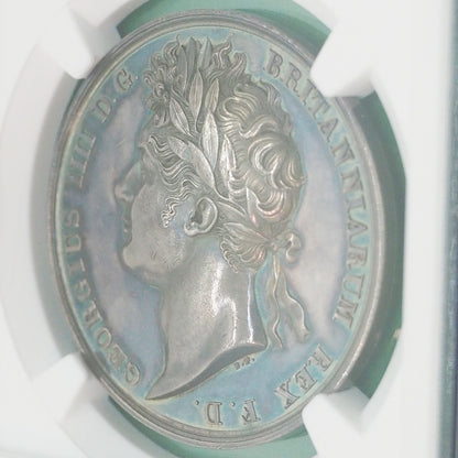 イギリス シルバーメダル ジョージ4世 王戴冠式 ベネディット・ピストリッチ 1821 UNC DETAILS CLEANED（NGC）